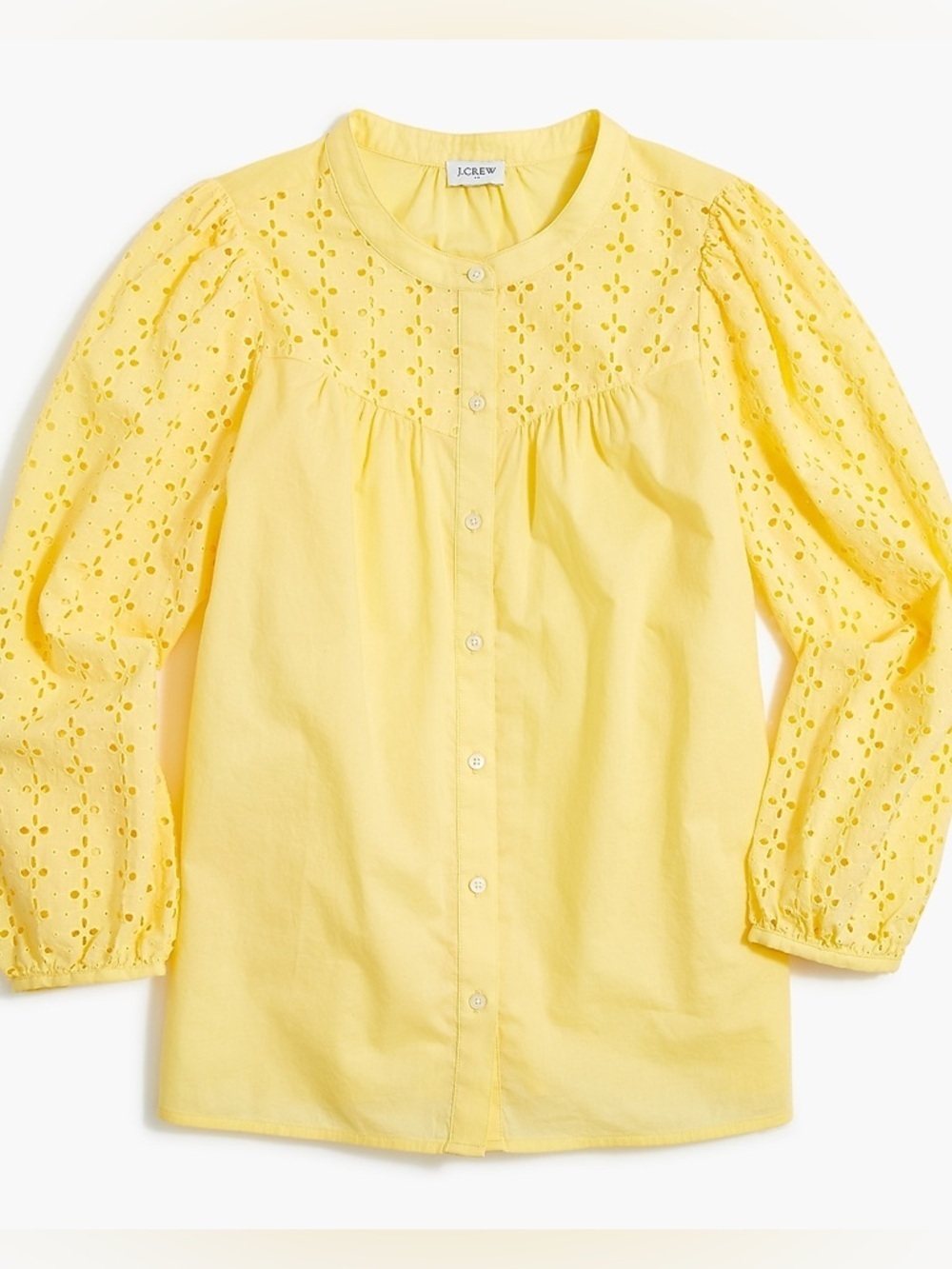 J. Crew Yellow Eyelet Yoke Button-Front Blouse